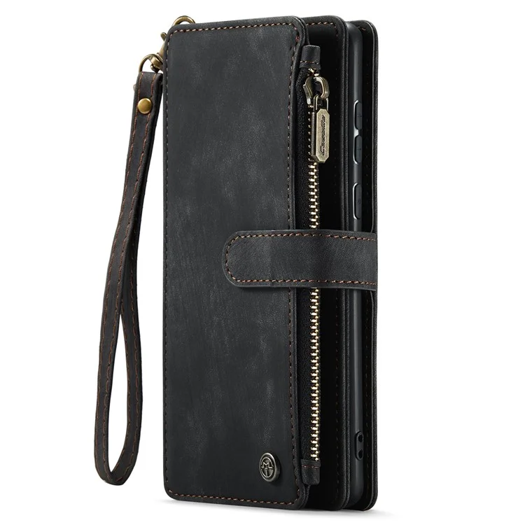 CASEME C30-Serie für Samsung Galaxy A52 4G / 5G / 52s 5G PU-Leder-Standfuß-Geldbörsen-Handyhülle mit mehreren Kartenfächern und Reißverschlusstasche - Schwarz