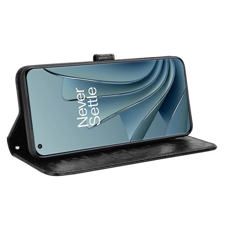 Para o OnePlus 10 Pro 5G Padrão de Ponto Impressa Follio Flip Phone Case PU Cover de Proteção de Couro Com Carteira de Suporte - Preto