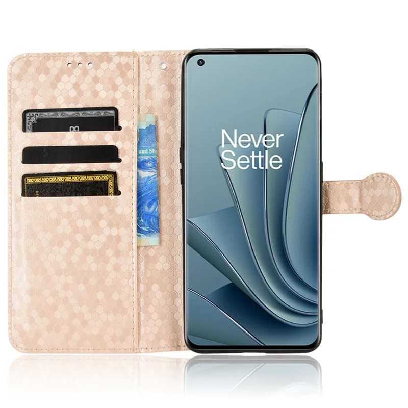 For OnePlus 10 Pro 5G Dot Pattern Imprinted Folio Flip Phone Case PU Leather Protective Cover with Stand Wallet - Rose Gold