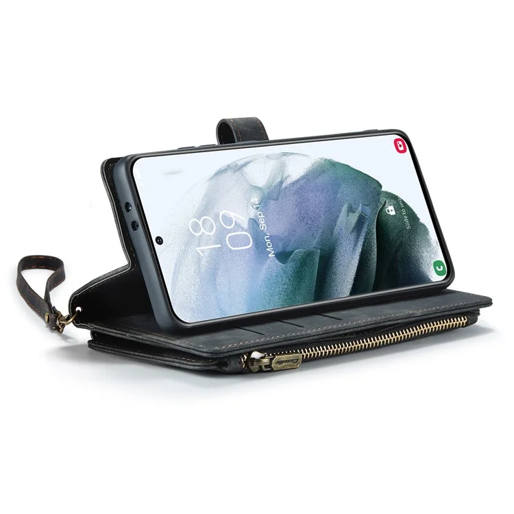 Caseme C30 Серия Антидобого Телефонного Кошелька Для Samsung Galaxy S21+ 5G, Несколько Слотов Для Карманных Слотов Shockper Pocket Cover Cover pu - Черный