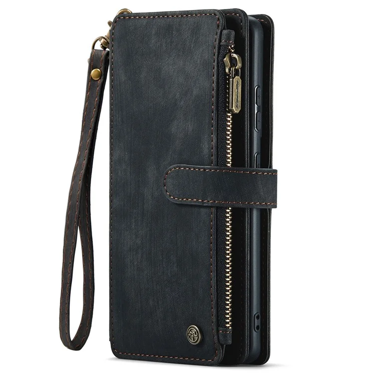 For Samsung Galaxy S20 FE 4G / 5G / S20 FE 2022 / S20 Lite Phone Cases with Strap CASEME C30 Zipper Multiple Card Holder PU Leather Cover - Black