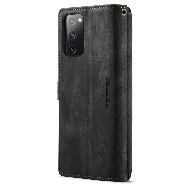 For Samsung Galaxy S20 FE 4G / 5G / S20 FE 2022 / S20 Lite Phone Cases with Strap CASEME C30 Zipper Multiple Card Holder PU Leather Cover - Black
