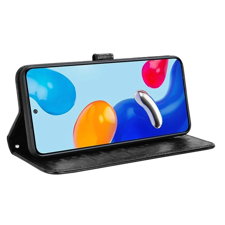 Para Xiaomi Redmi Note 11 4G (Qualcomm) / Nota 11S 4G Patrón de Puntos Impreso PU Leather + TPU Soportes Billetera Phone Cover Folio Flip - Negro