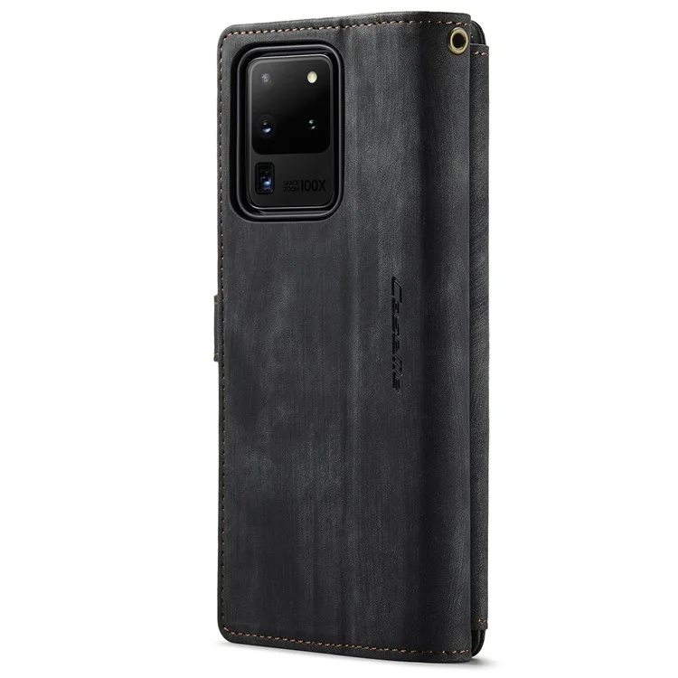 Caseme C30 Série Portefeuille Téléphonique Pour Samsung Galaxy S20 Ultra 4G / 5G, Coquille de Téléphone Mobile pu Leathe Pockpoge pu Leathe Pocket Avec Support de Carte de Sangle - le Noir