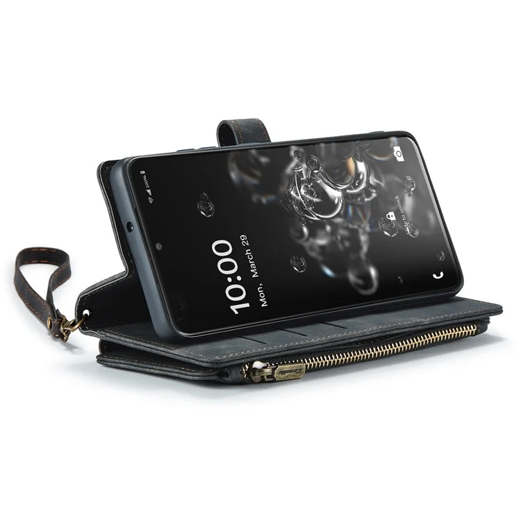 Caseme C30 Série Portefeuille Téléphonique Pour Samsung Galaxy S20 Ultra 4G / 5G, Coquille de Téléphone Mobile pu Leathe Pockpoge pu Leathe Pocket Avec Support de Carte de Sangle - le Noir