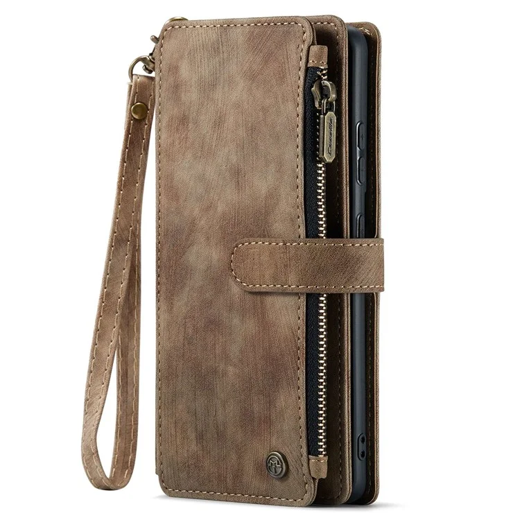 For Samsung Galaxy S20 Ultra 4G / 5G Phone Cases with Strap CASEME C30 Zipper Multiple Card Holder PU Leather Cover - Brown