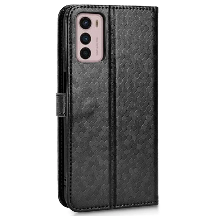 Para Motorola Moto G42 4G Padrão de Ponto Dobrável Padrão Imprimido Caso PU Couro Tampa da Carteira - Preto