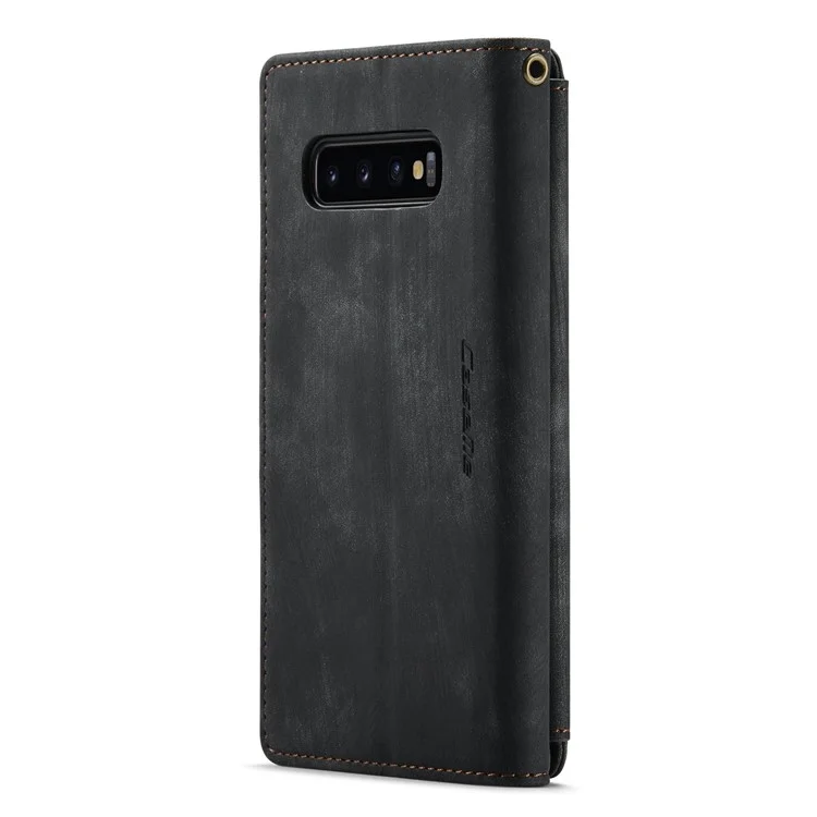 Custodia al Telefono Tascabile Della Serie Caseme C30 Per Samsung Galaxy S10 Plus 4G, Supporto Per il Portafoglio a Flip in Pelle PU Con Supporto Per Schede Cinghia - Nero