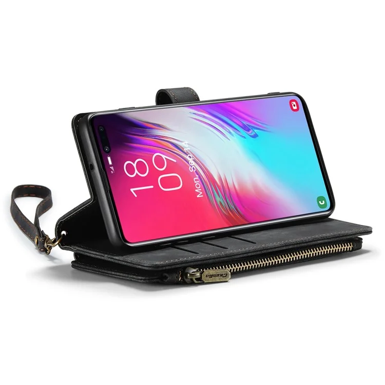 Custodia al Telefono Tascabile Della Serie Caseme C30 Per Samsung Galaxy S10 Plus 4G, Supporto Per il Portafoglio a Flip in Pelle PU Con Supporto Per Schede Cinghia - Nero