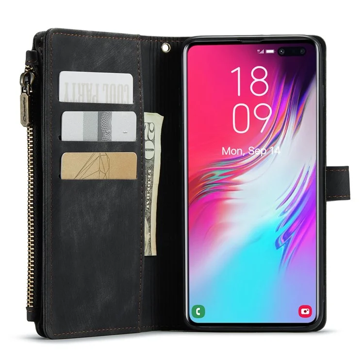 Custodia al Telefono Tascabile Della Serie Caseme C30 Per Samsung Galaxy S10 Plus 4G, Supporto Per il Portafoglio a Flip in Pelle PU Con Supporto Per Schede Cinghia - Nero