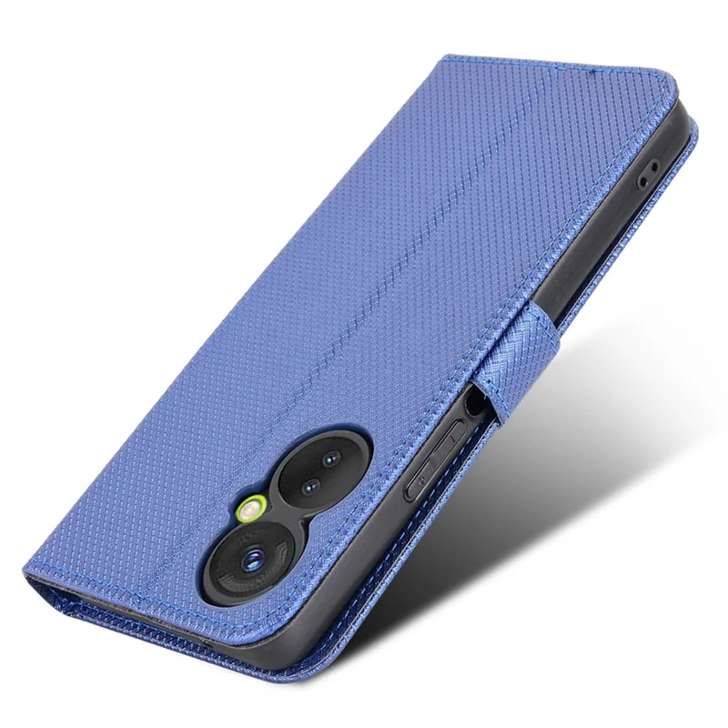 For TECNO Spark 9 Pro 4G (KH7) / Spark 9T 4G PU Leather Case Wallet Stand Diamond Texture Flip Case with Strap - Blue