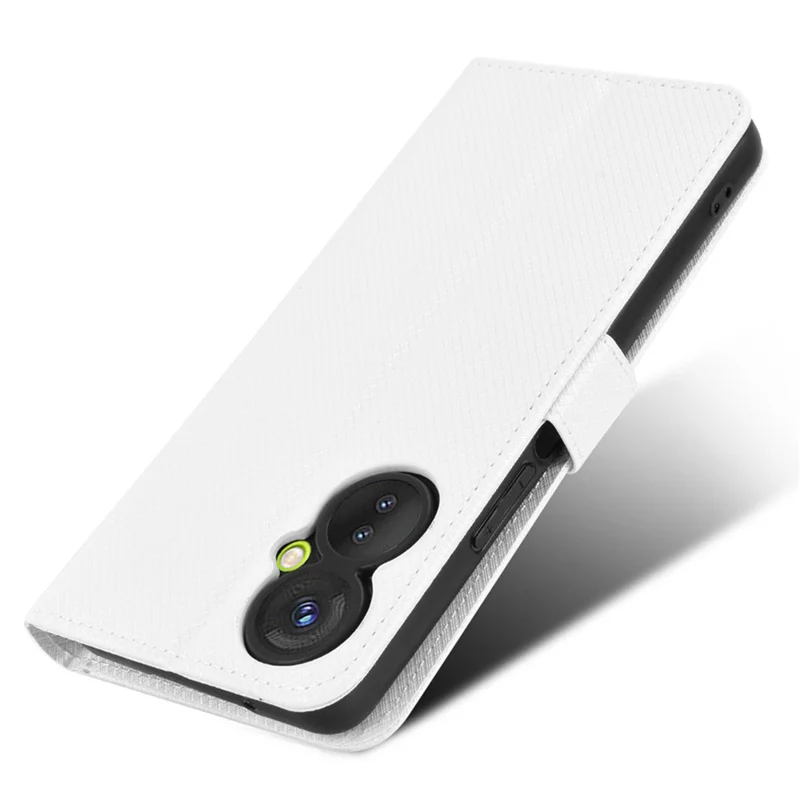 For TECNO Spark 9 Pro 4G (KH7) / Spark 9T 4G PU Leather Case Wallet Stand Diamond Texture Flip Case with Strap - White
