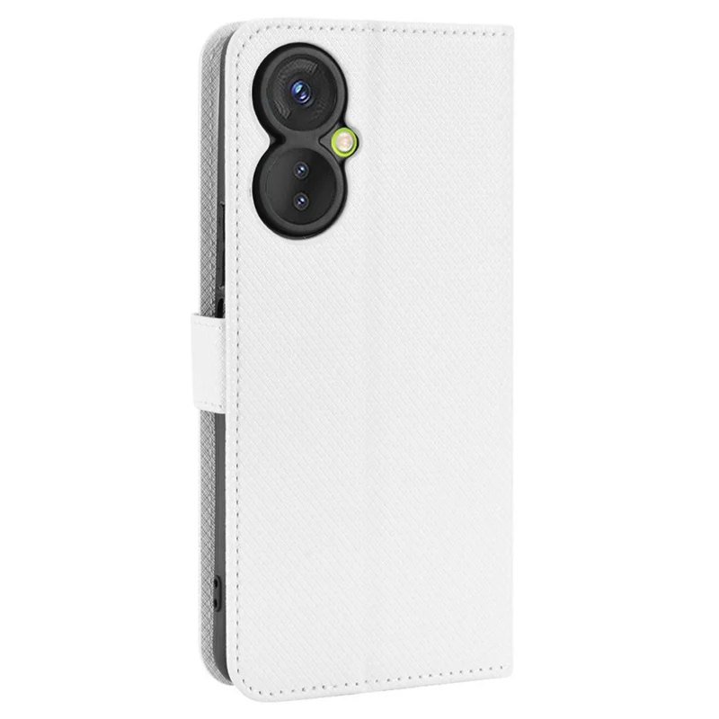 For TECNO Spark 9 Pro 4G (KH7) / Spark 9T 4G PU Leather Case Wallet Stand Diamond Texture Flip Case with Strap - White