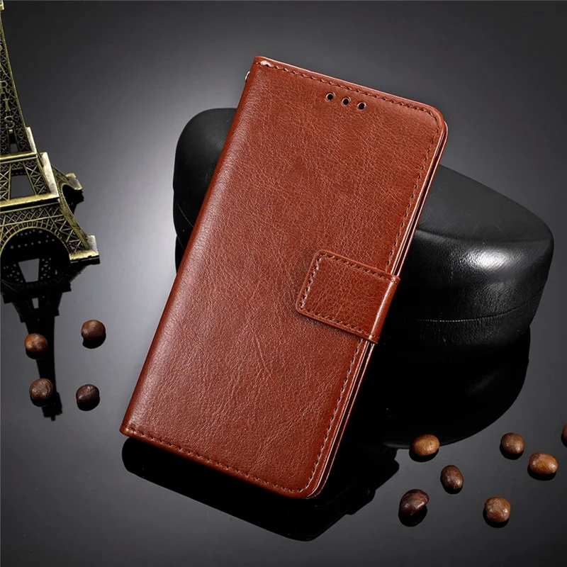 For TECNO Spark 9 Pro 4G (KH7) / Spark 9T 4G PU Leather Wallet Case Crazy Horse Texture Stand TPU Phone Cover - Brown