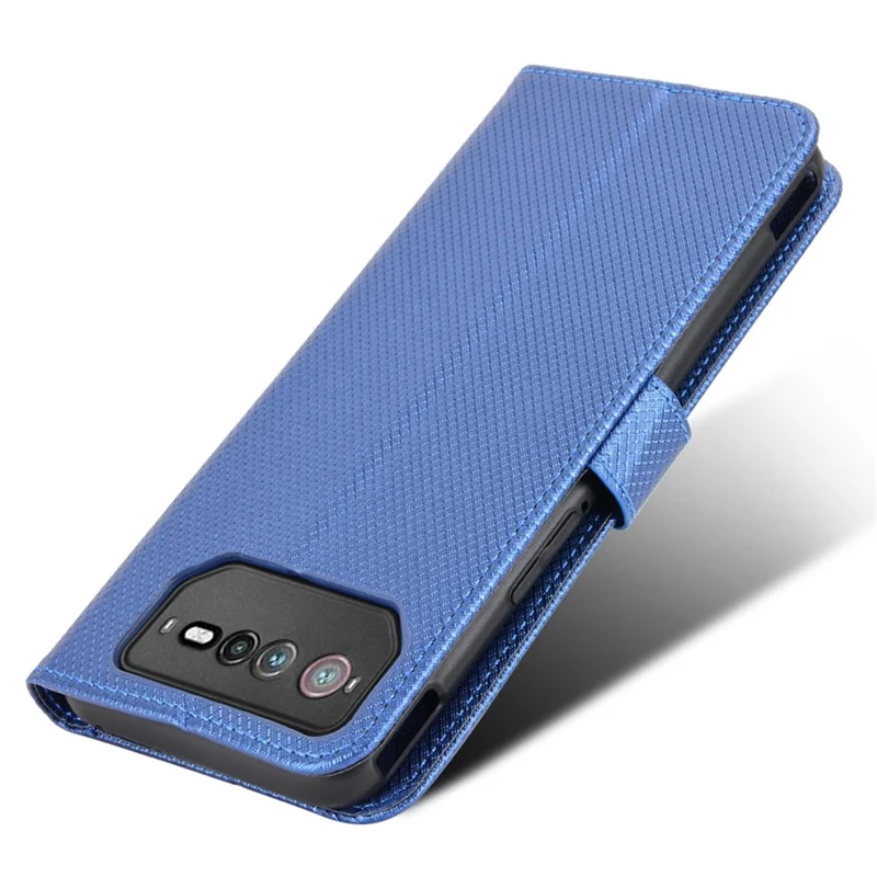 Para Asus Rog Telefone 6 5G / Telefone 6 Pro 5G Diamond Texture Bolsa de Fechamento Magnético PU Stand Stand Flip Wallet Com Cinta - Azul
