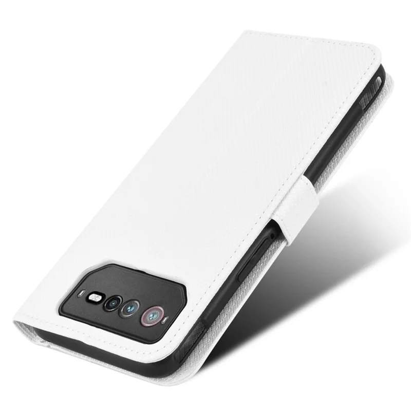 حقيبة لهاتف Asus ROG Phone 6 5G / Phone 6 Pro 5G بملمس ماسي وإغلاق مغناطيسي من جلد PU مع حامل ومحفظة وحزام - أبيض
