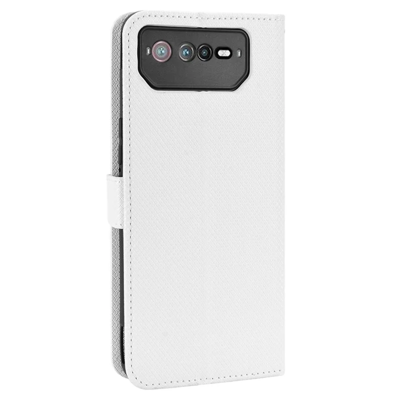 حقيبة لهاتف Asus ROG Phone 6 5G / Phone 6 Pro 5G بملمس ماسي وإغلاق مغناطيسي من جلد PU مع حامل ومحفظة وحزام - أبيض