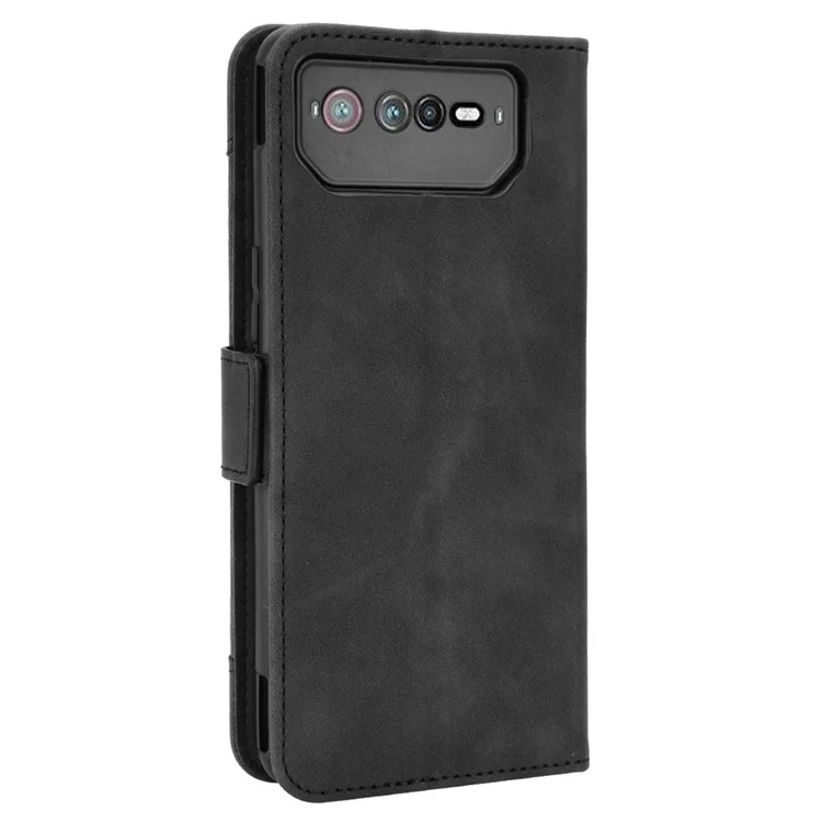 Para Asus ROG Phone 6 5G / Phone 6 Pro 5G Capa Flip de Couro PU com Função de Suporte, Múltiplos Slots para Cartões e Carteira - Preto