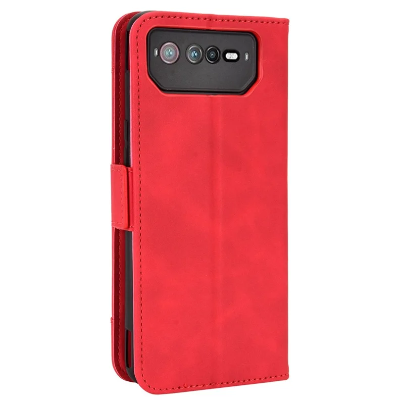 For Asus ROG Phone 6 5G / Phone 6 Pro 5G PU Leather Flip Folio Case Stand Function Multiple Card Slots Wallet Phone Cover - Red