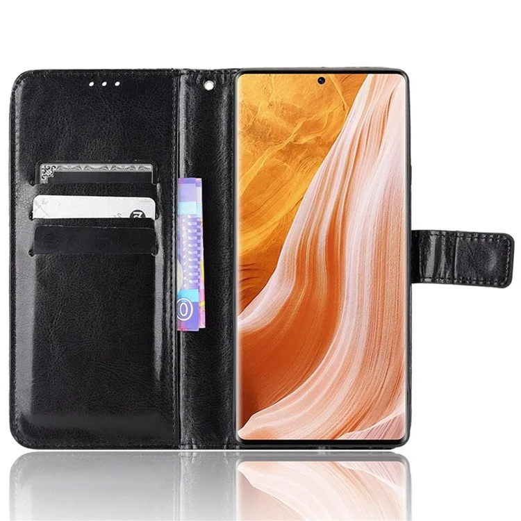 Para ZTE Axon 40 Pro 5G Crazy Horse Texture Handbag Magnetic PU Leather Soport Stand TPU TPU Intrimiento Cubierta Control - Negro