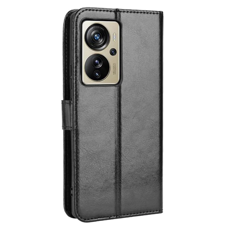 Para ZTE Axon 40 Pro 5G Crazy Horse Texture Handbag Magnetic PU Leather Soport Stand TPU TPU Intrimiento Cubierta Control - Negro