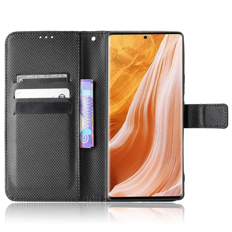 Per ZTE Axon 40 Pro 5G PU Leather Case Stand Stand Design Diamante Texture Flip Coperchio Flip Coperchio Con Cinturino - Nero