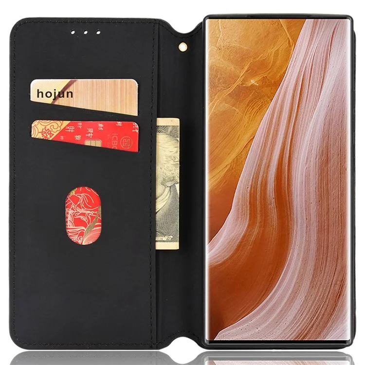 Para ZTE Axon 40 Ultra 5G Imprimindo Rhombus Padrão Caixa de Telefone Magnetic Absorção PU Carteira de Couro PU - Preto