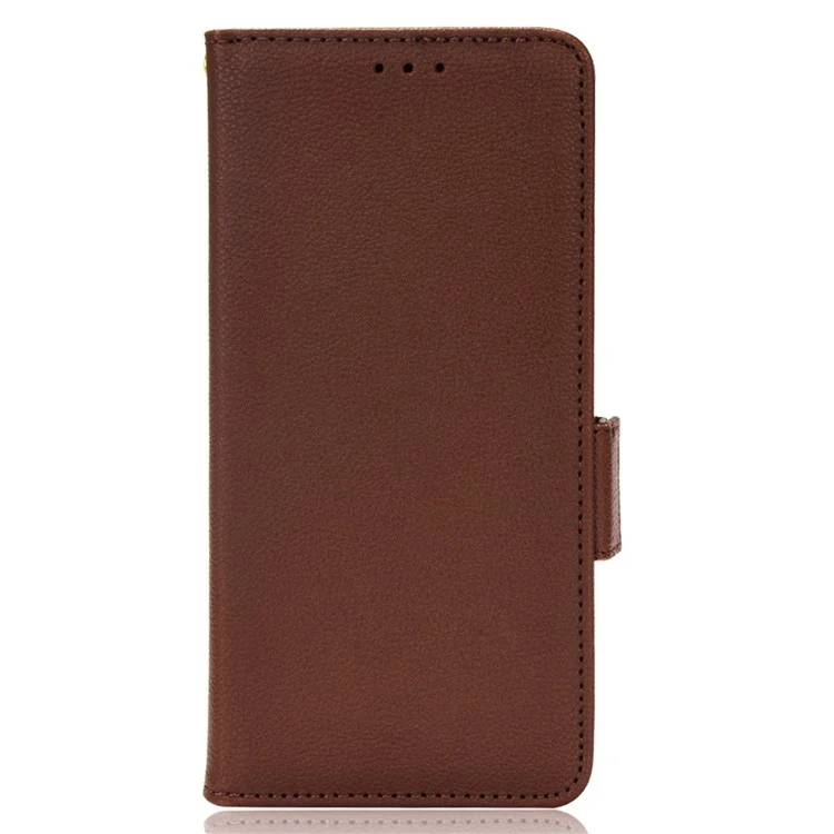 Couverture de Téléphone de Texture Litchi Pour ZTE Axon 40 Ultra 5G, PU en Cuir Folio Flip Magnétique Fermoir Avec Support de Portefeuille - Brun