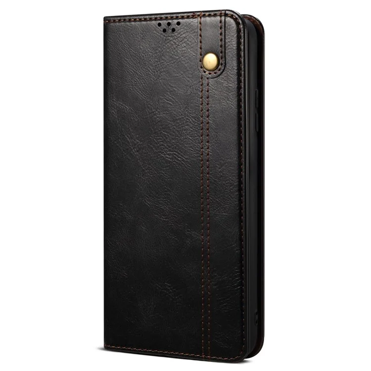Para Iphone 14 Pro Max 6.7 Pulgadas PU Cuero Cerro Crazy Crazy Horse Texture Case Willet Folio Flip Telephip Cover - Negro