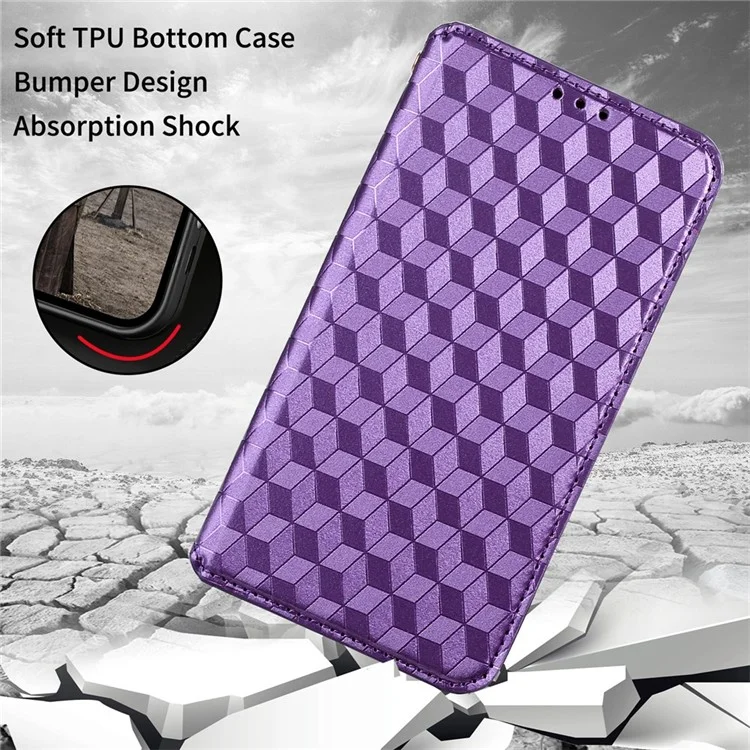 Para Realme C30 4G Magnetic Auto-absorvido Stand Carteira Capa de Celular PU Cear - Roxo