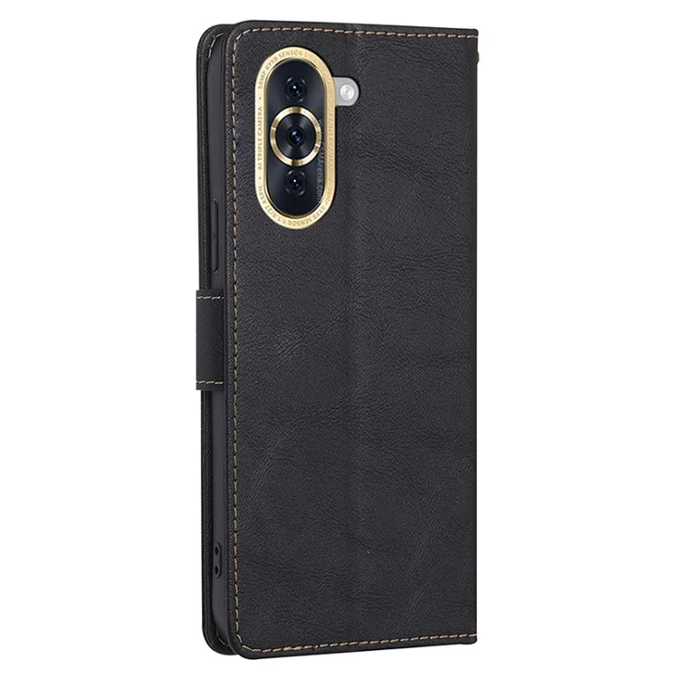 For Huawei nova 10 4G Phone Case RFID Blocking Function Water-repellent PU Leather Anti-scratch Flip Wallet Cover - Black
