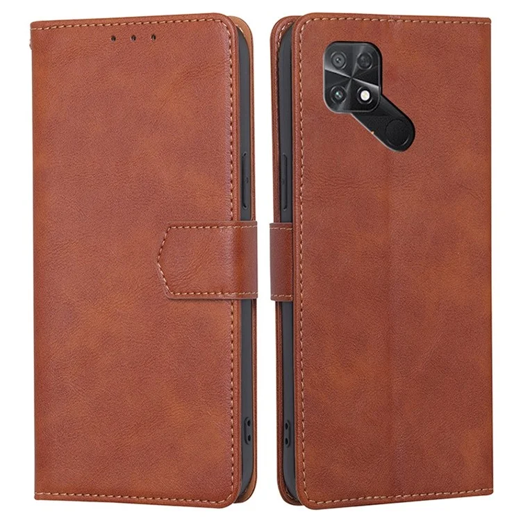 Pour Xiaomi Poco C40 4G Anti-fall Téléphone Case de Téléphone Water-repellent PU Cuir de Téléphone Portable Portefeuille Représentant Protecteur Avec Fonction de Blocage RFID - Brun