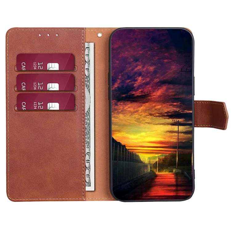 Pour Xiaomi Poco C40 4G Anti-fall Téléphone Case de Téléphone Water-repellent PU Cuir de Téléphone Portable Portefeuille Représentant Protecteur Avec Fonction de Blocage RFID - Brun
