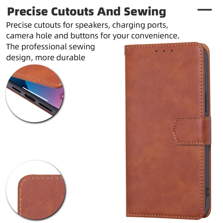 Pour Xiaomi Poco C40 4G Anti-fall Téléphone Case de Téléphone Water-repellent PU Cuir de Téléphone Portable Portefeuille Représentant Protecteur Avec Fonction de Blocage RFID - Brun