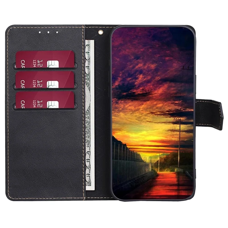 For Xiaomi Poco C40 4G Anti-fall Phone Case Water-repellent PU Leather Cellphone Flip Wallet Stand Protective Cover with RFID Blocking Function - Black