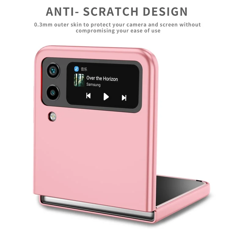 For Samsung Galaxy Z Flip4 5G Adjustable Kickstand Anti-drop Folding PC Phone Case with Car Mount Metal Sheet - Pink