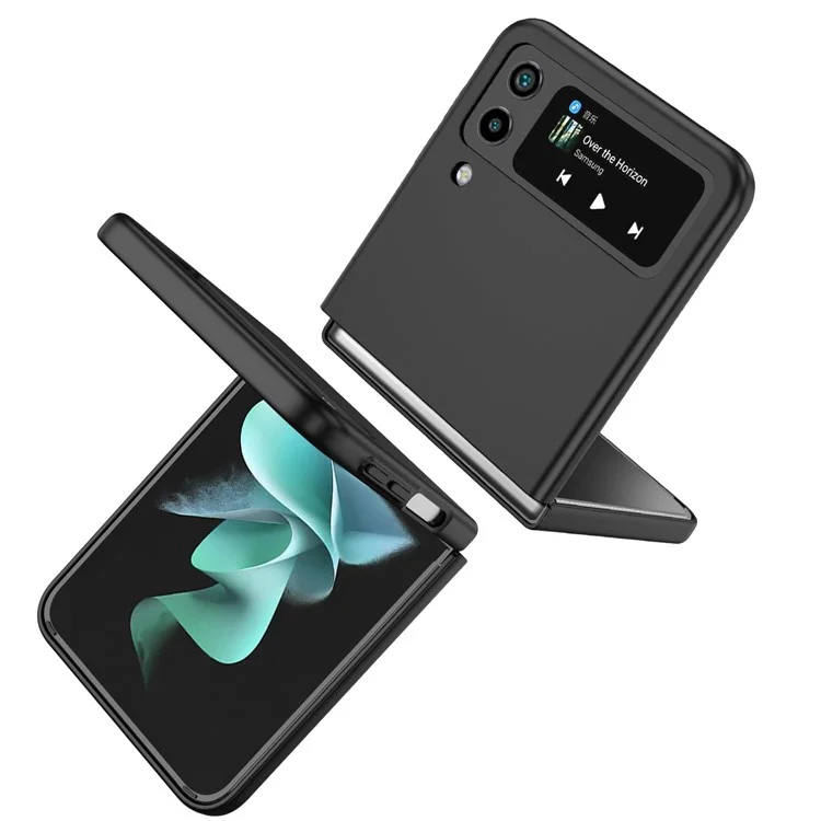 Pour Samsung Galaxy Z Flip4 5G Ajustable Kickstand Anti-drop Folding PC Phone Case avec Car Mount Metal Sheet - Noir