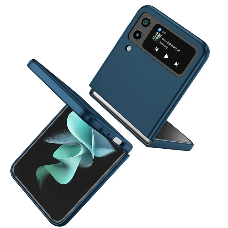 Per Samsung Galaxy Z Flip4 5G Supporto regolabile Anti-caduta Custodia per telefono pieghevole in PC con supporto per auto in metallo - Blu scuro