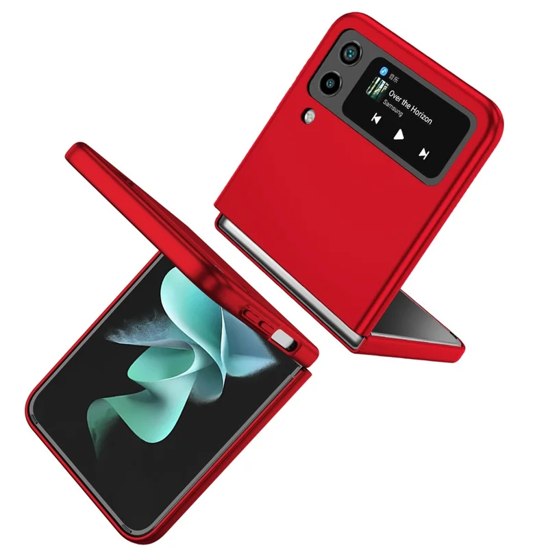 For Samsung Galaxy Z Flip4 5G Adjustable Kickstand Anti-drop Folding PC Phone Case with Car Mount Metal Sheet - Red