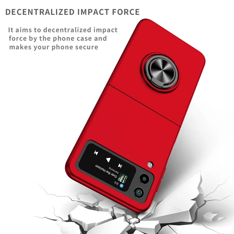 For Samsung Galaxy Z Flip4 5G Adjustable Kickstand Anti-drop Folding PC Phone Case with Car Mount Metal Sheet - Red
