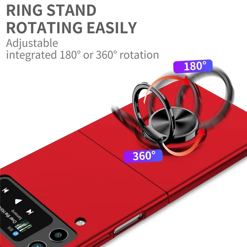For Samsung Galaxy Z Flip4 5G Adjustable Kickstand Anti-drop Folding PC Phone Case with Car Mount Metal Sheet - Red