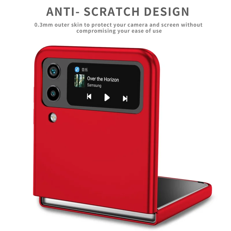 For Samsung Galaxy Z Flip4 5G Adjustable Kickstand Anti-drop Folding PC Phone Case with Car Mount Metal Sheet - Red