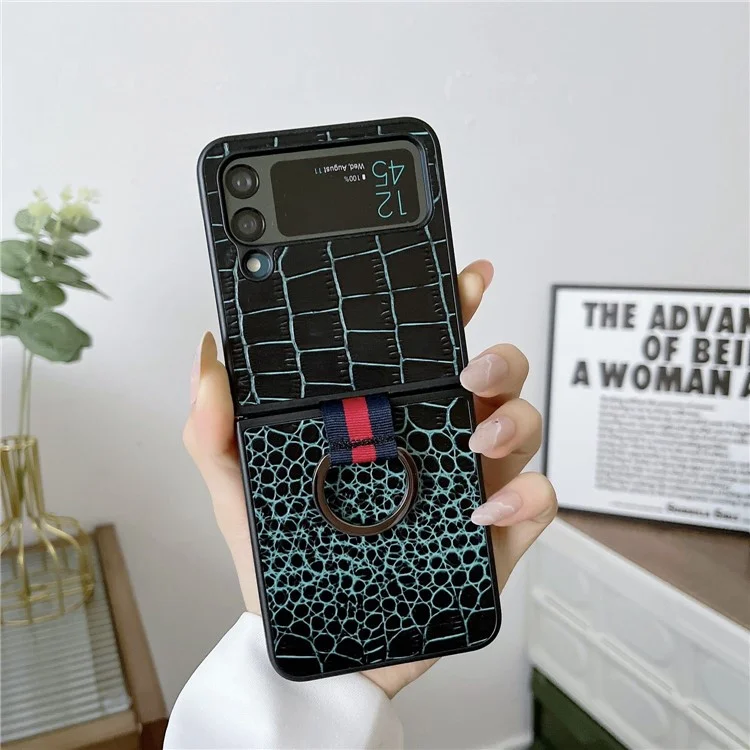 Per Samsung Galaxy Z Flip4 5G Casetta Per il Telefono Pieghevole Per il Telefono Pier Piclo Cover Piclo Copertura Piclo Copertina Pieno Pieno - Verde
