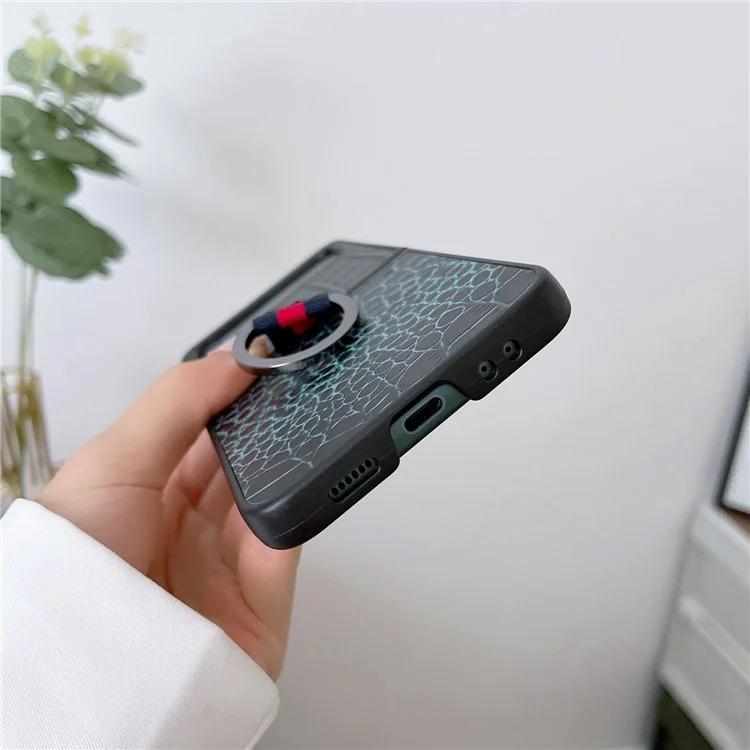 Per Samsung Galaxy Z Flip4 5G Casetta Per il Telefono Pieghevole Per il Telefono Pier Piclo Cover Piclo Copertura Piclo Copertina Pieno Pieno - Verde
