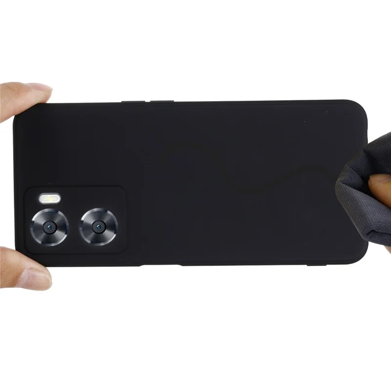 For Oppo A57 4G / A57s 4G Anti-wear Silicone Soft Phone Case Drop-proof Back Cover Mobile Phone Protector - Black