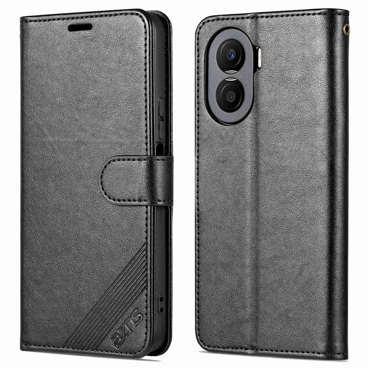 Azns Anti-fall Flip Wallet Case Per Honor X40i 5G, Copertura Per Telefono in Pelle PU Full Protection Con Supporto Per la Visualizzazione - Nero