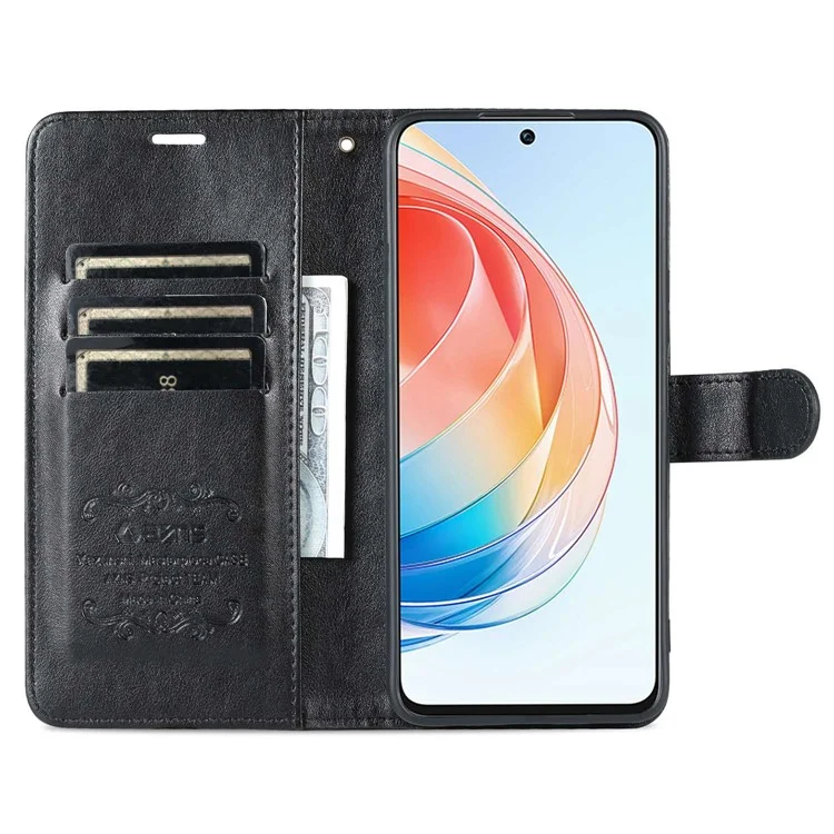 Azns Anti-fall Flip Wallet Case Per Honor X40i 5G, Copertura Per Telefono in Pelle PU Full Protection Con Supporto Per la Visualizzazione - Nero