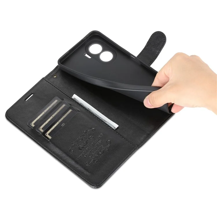 Azns Anti-fall Flip Wallet Case Per Honor X40i 5G, Copertura Per Telefono in Pelle PU Full Protection Con Supporto Per la Visualizzazione - Nero