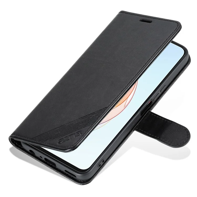 Azns Anti-fall Flip Wallet Case Per Honor X40i 5G, Copertura Per Telefono in Pelle PU Full Protection Con Supporto Per la Visualizzazione - Nero
