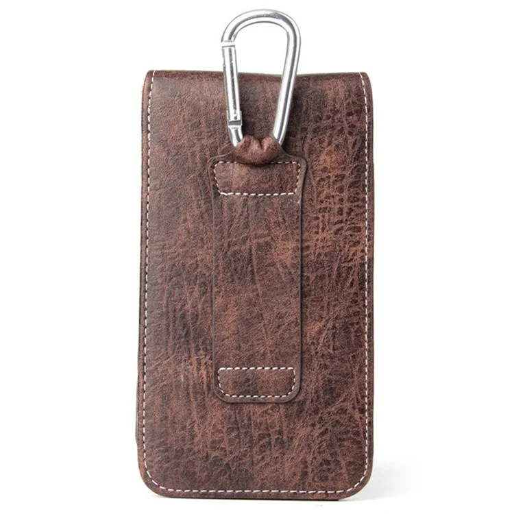 Multifunction Vertical Mobile Phone Bag for 6.3-inch Cell Phones PU Leather Waist Pouch - Dark Coffee